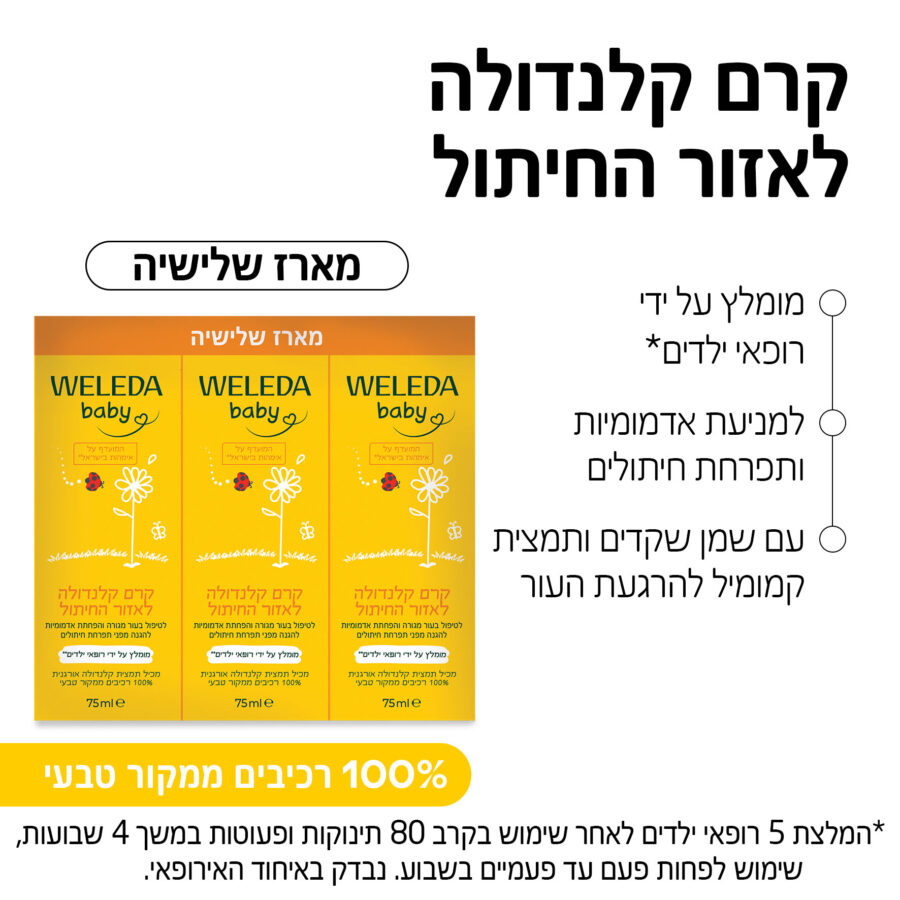 מארז שלישיה קרם קלנדולה לאזור החיתול