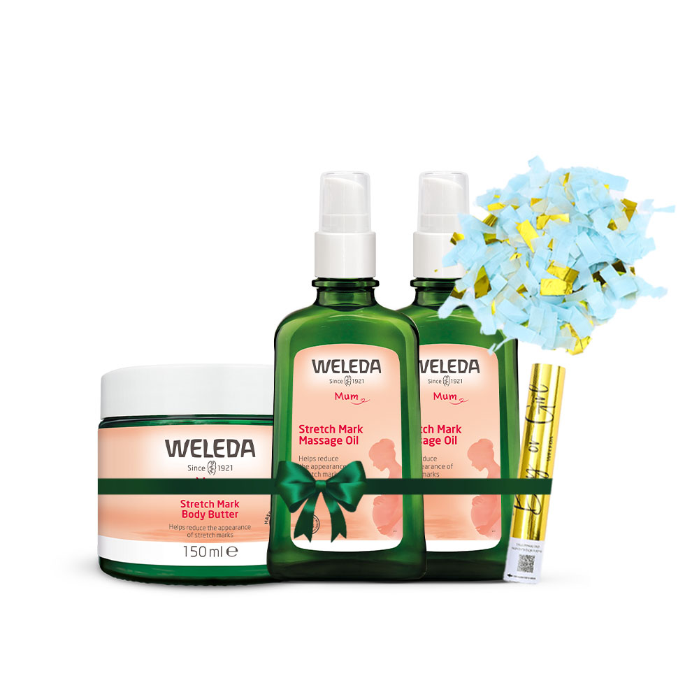 מארז סימני מתיחה בדגש על שמן הריון כחול