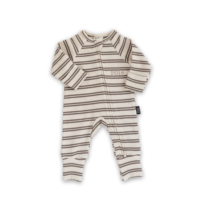 אוברול פסים עם רוכסן דו כיווני – בד וופל