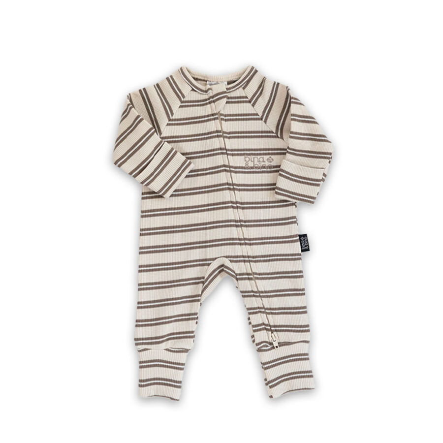 אוברול פסים עם רוכסן דו כיווני – בד וופל