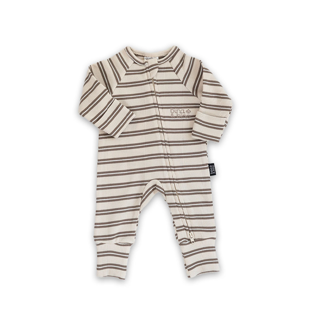 אוברול במידה 0-3 פסים מבד וופל