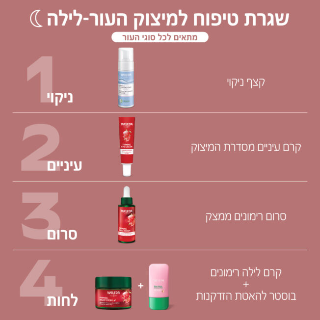 שגרת לילה לטיפוח ומיצוק העור