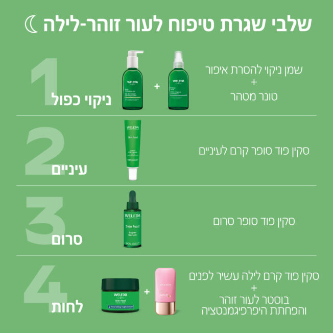 שלבי שגרת לילה לעור זוהר